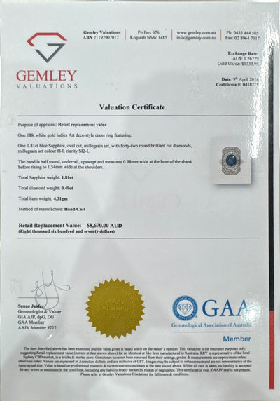 18ct White Gold Sapphire and Diamond Ring