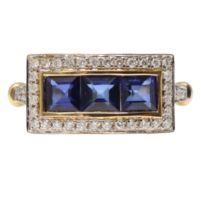18ct Yellow Gold Sapphire and Diamond ring