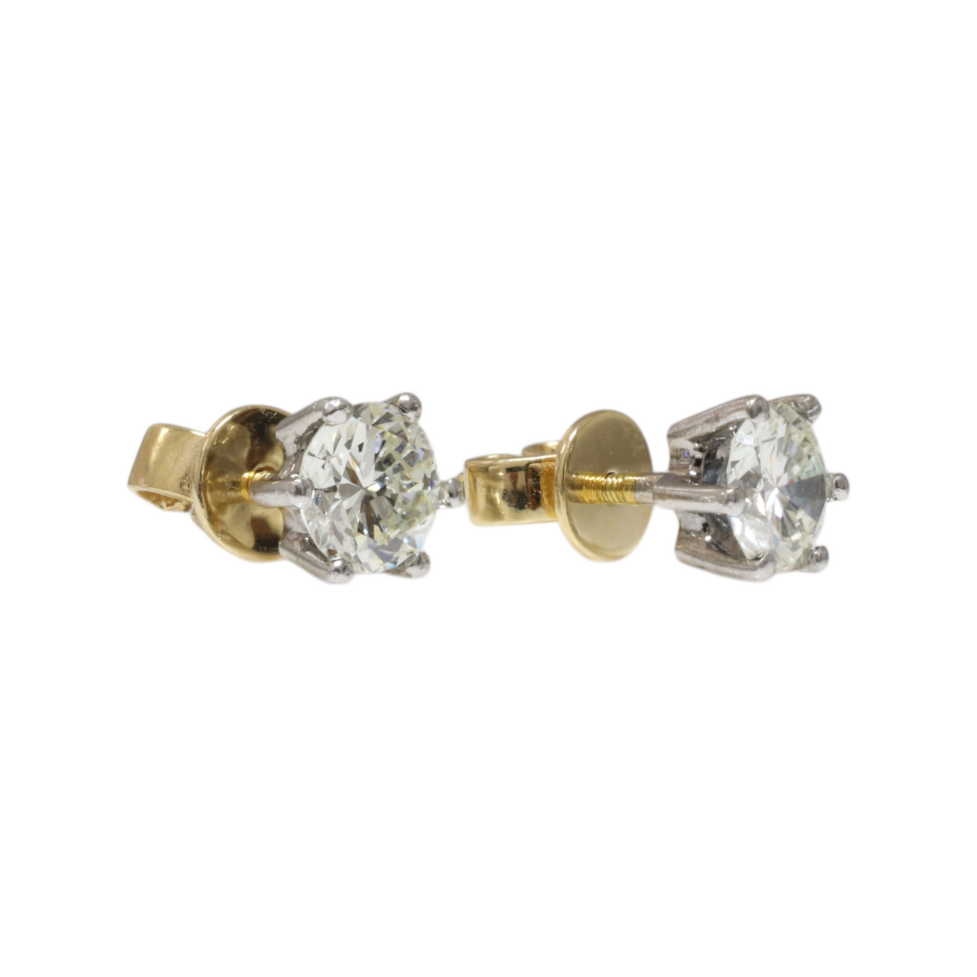 Natural Diamond Two Tone Stud Earrings in 18ct Yellow and White Gold