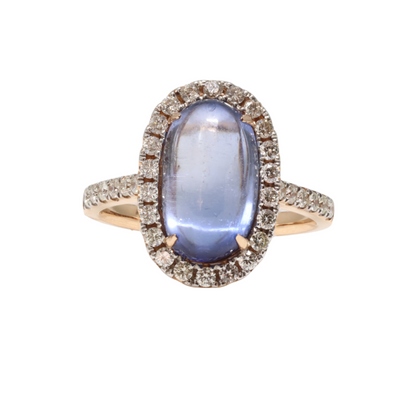 18ct rose gold Ceylon Sapphire and Diamond Ring