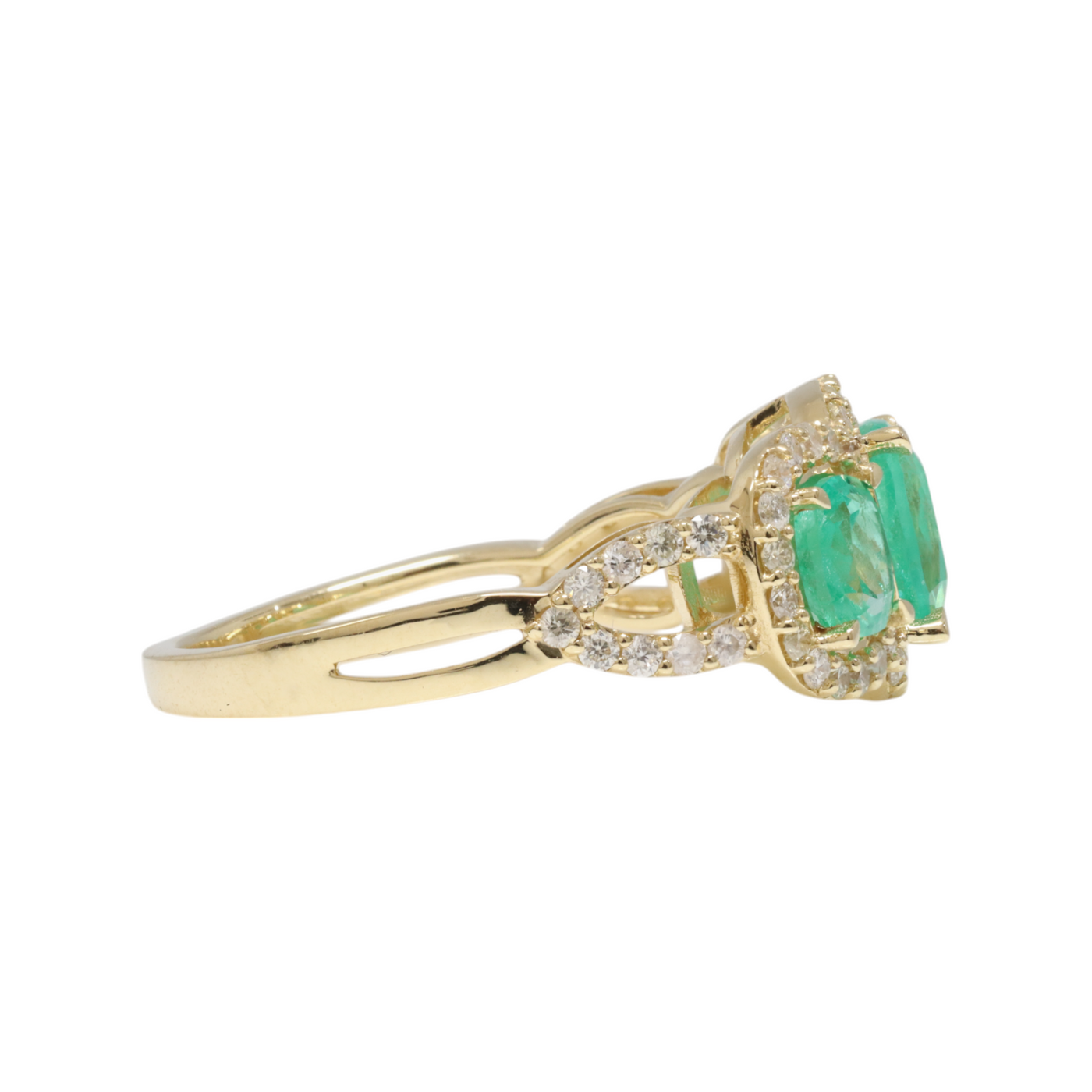 18ct Yellow Gold Colombian Emerald and Diamond Ring
