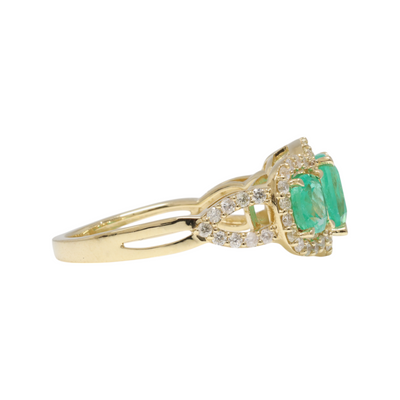 18ct Yellow Gold Colombian Emerald and Diamond Ring