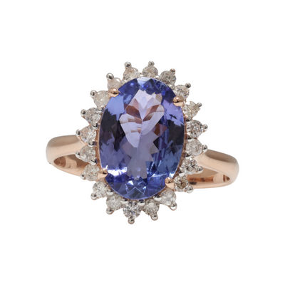 Tanzanite and Diamonds in 14ct RG