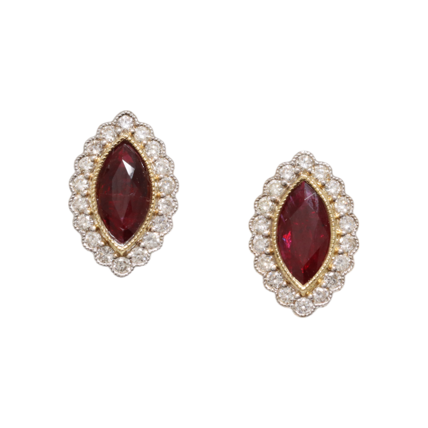 Burma (NO Heat) Ruby and Diamond Stud Earrings