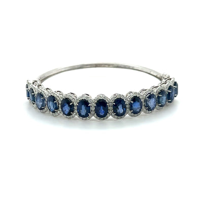 14ct White Gold Sapphire and Diamond Bangle