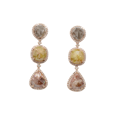 18ct Rose Gold Fancy Coloured Diamond Drop Earrings