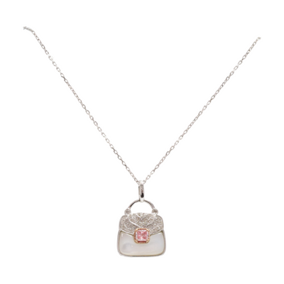 Pink Diamond , Mother of Pearl, White Diamonds in 18ct Gold