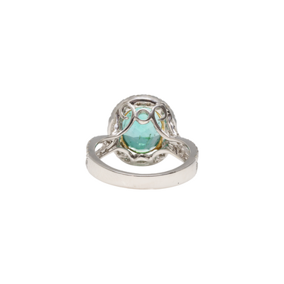 18ct White Colombian Emerald and Diamond Dress Ring
