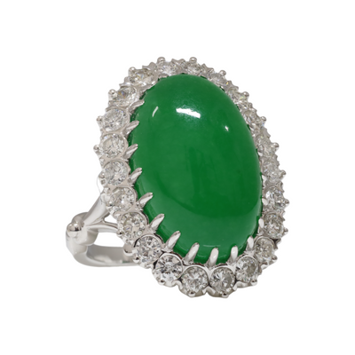 Jade and Diamond Ring in Platinum