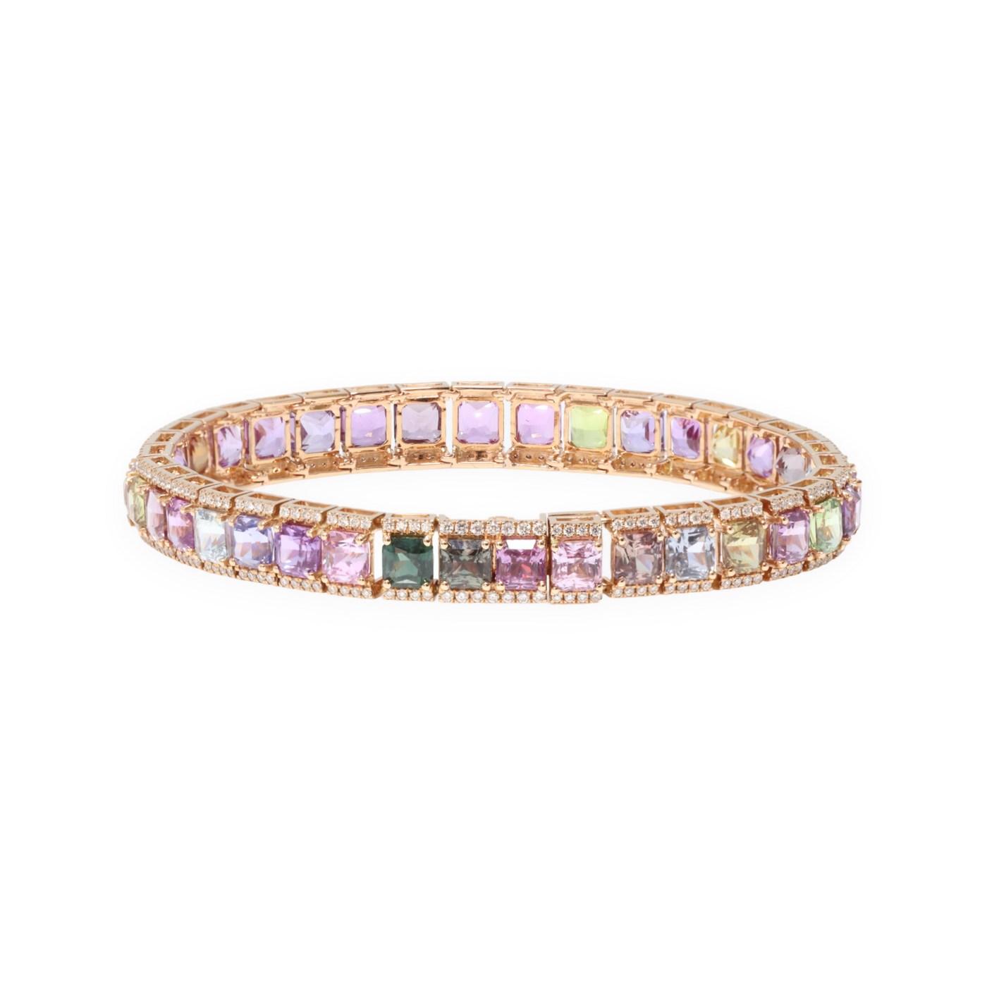 18ct Rose Gold Sapphire and Diamond Bracelet (no heat)