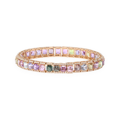 18ct Rose Gold Sapphire and Diamond Bracelet (no heat)