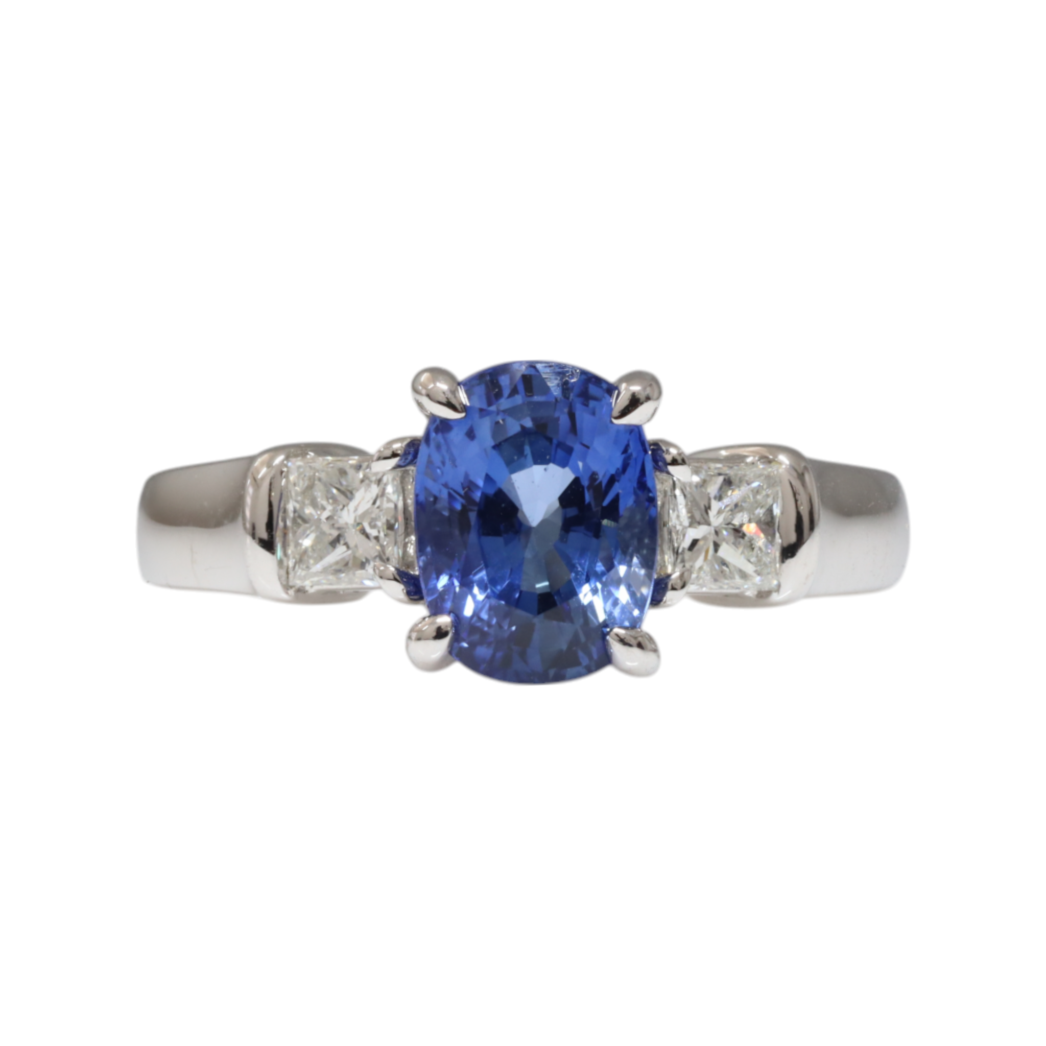 Ceylon Sapphire and Princess Diamonds in 18ct WG – Imperial Jewels
