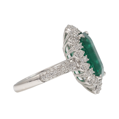Platinum Emerald and Diamond Ring