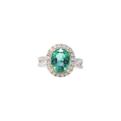 18ct White Colombian Emerald and Diamond Dress Ring