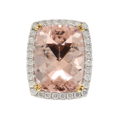Platinum Morganite and Diamond Ring