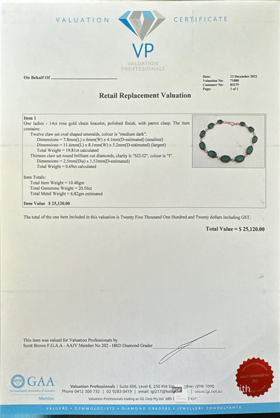 14ct Rose Emerald and Diamond bracelet