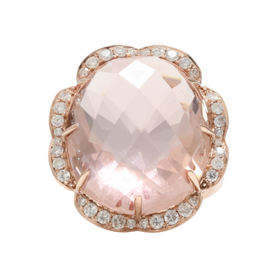 14K Rose Gold Morganite and Diamond Ring
