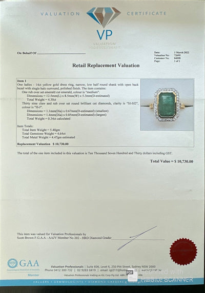 14ct Yello Gold Emerald and Diamond Ring