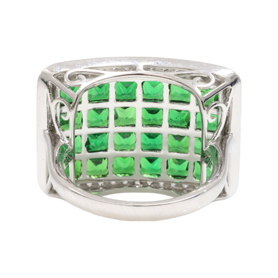 Platinum Tsavorite Garnets and Diamond ring