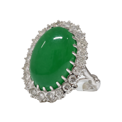 Jade and Diamond Ring in Platinum