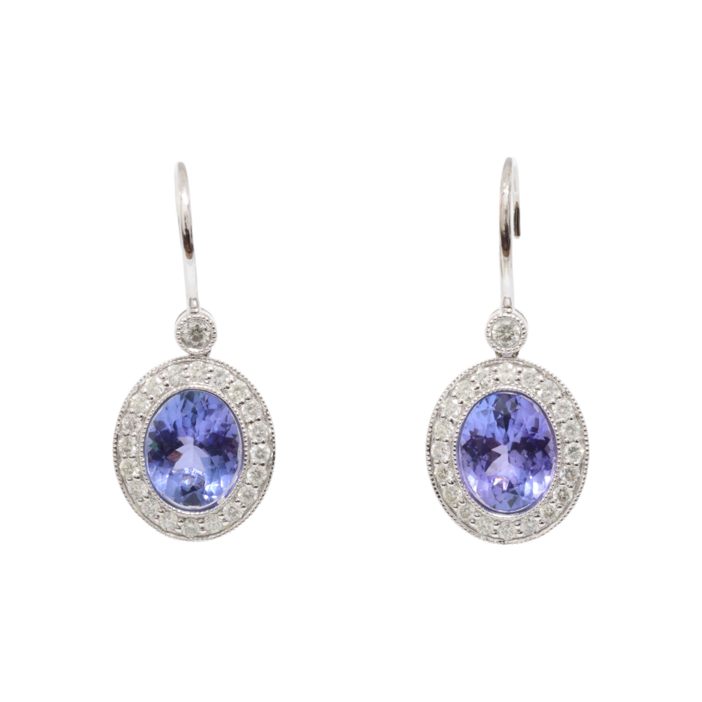 Platinum Tanzanite and Diamond Earrings