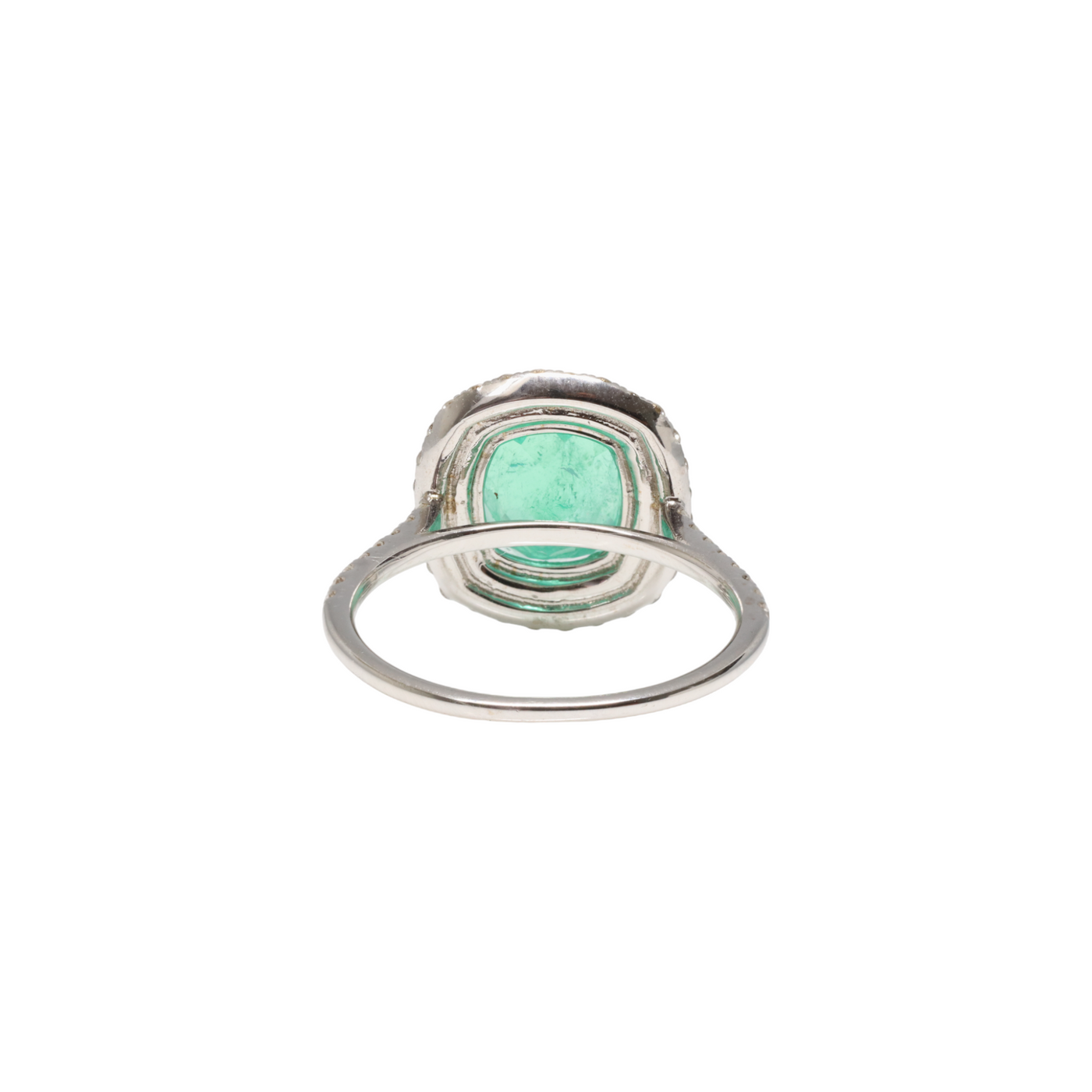 18ct White Gold Colombian Emerald and Diamond Ring
