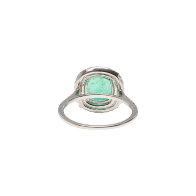 18ct White Gold Colombian Emerald and Diamond Ring