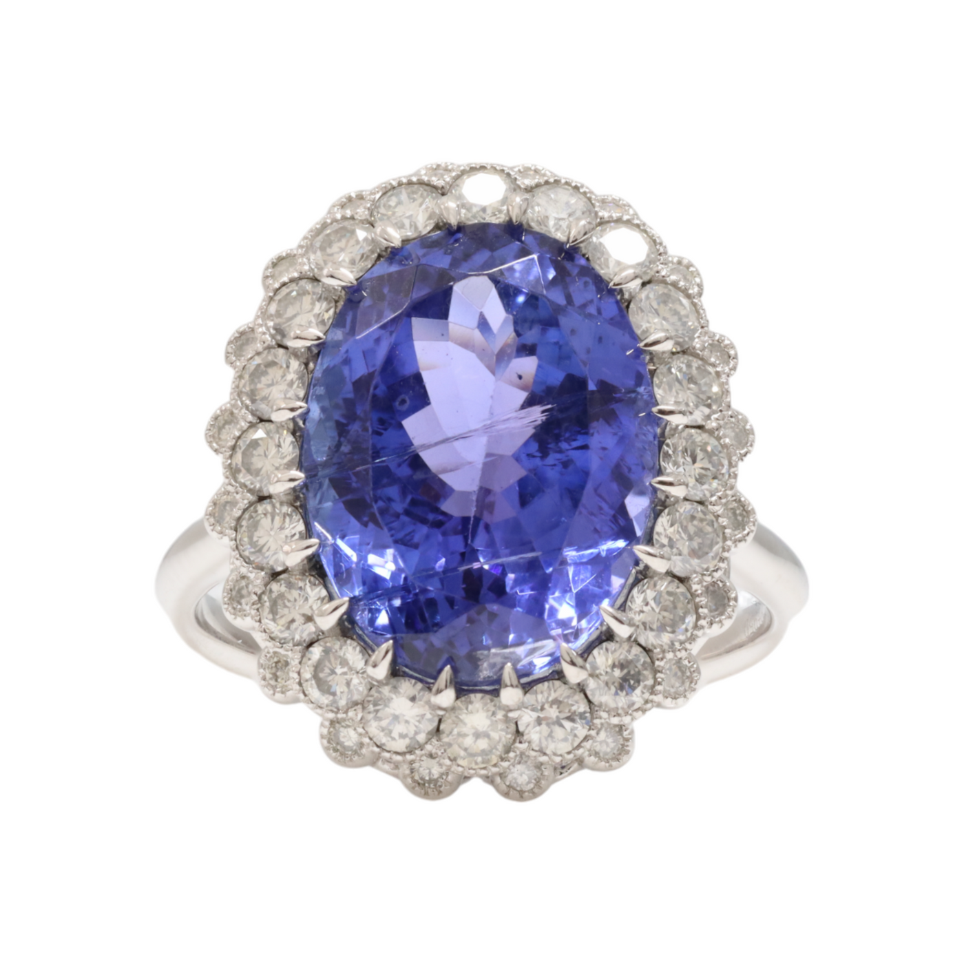 Platinum Tanzanite and Diamond Ring