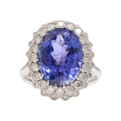 Platinum Tanzanite and Diamond Ring