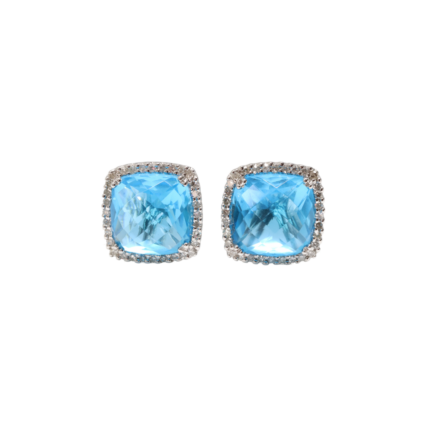 14ct White Gold Topaz and Diamond Earrings
