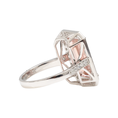 Platinum Morganite and Diamond Ring