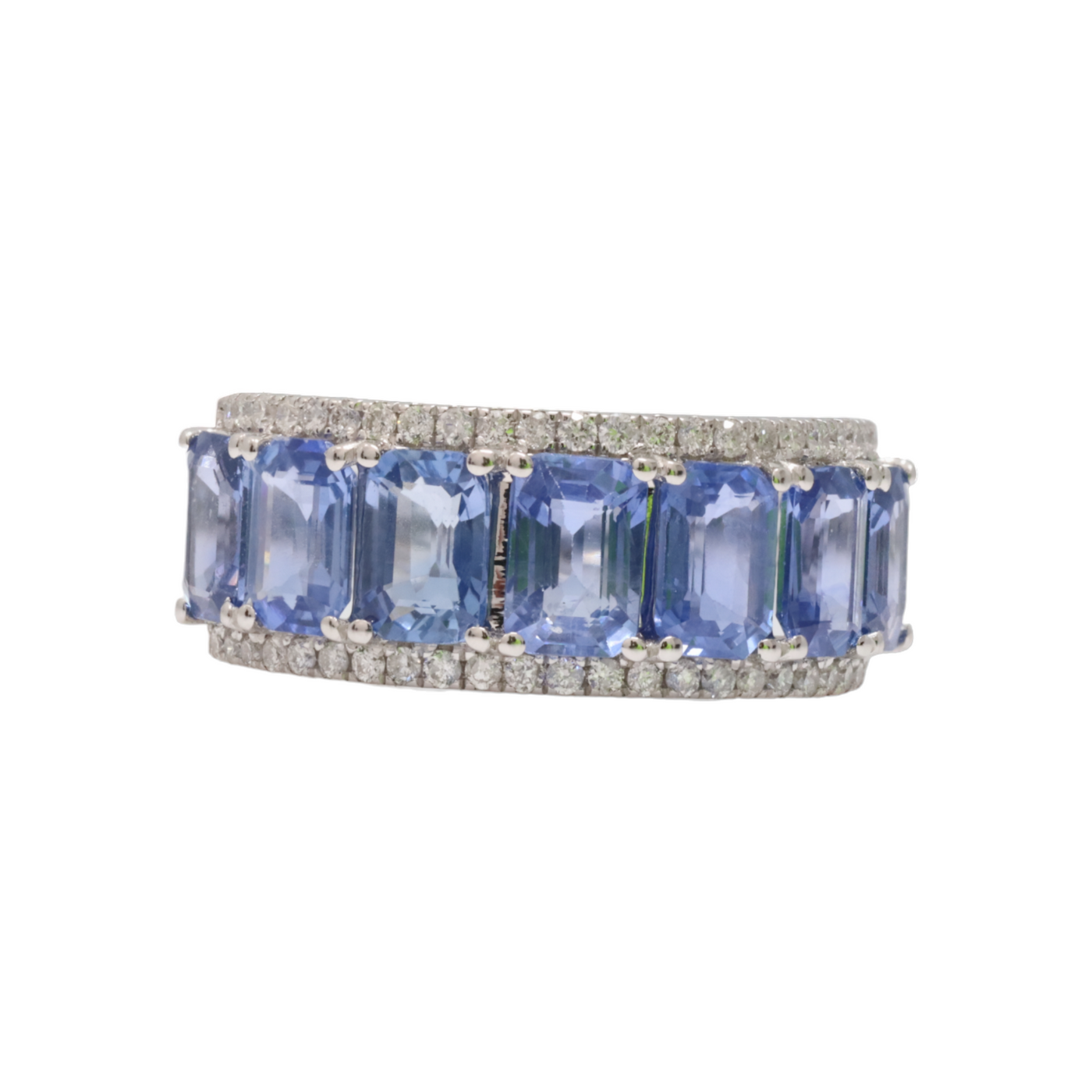 Sapphires and Diamonds Eternity ring in 18ct white gold