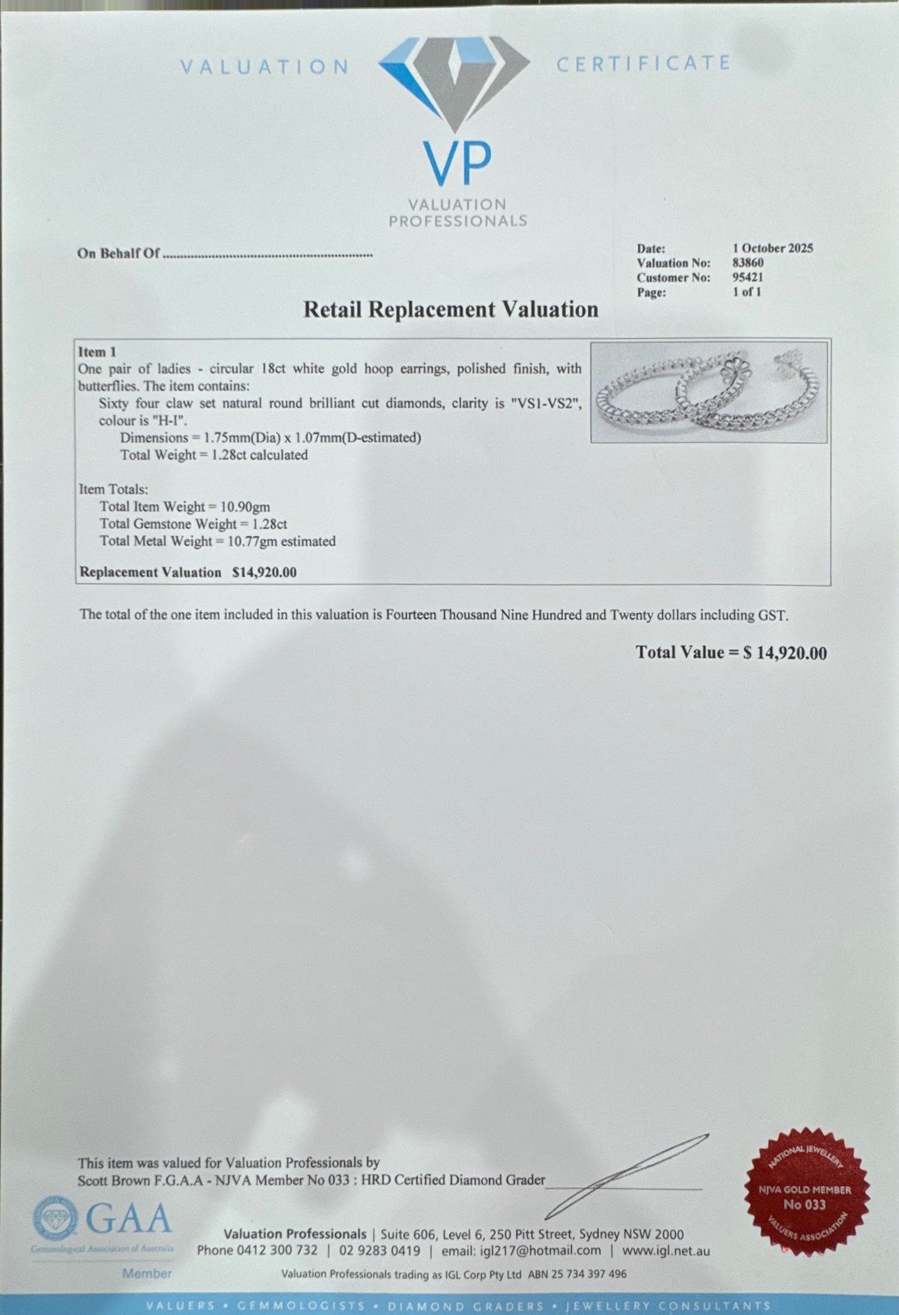 18ct White Gold Diamond Hoops