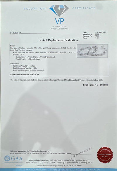 18ct White Gold Diamond Hoops