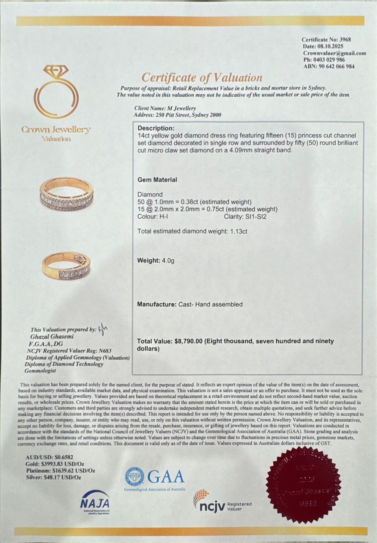 14ct Yellow Gold Diamond Eternity ring