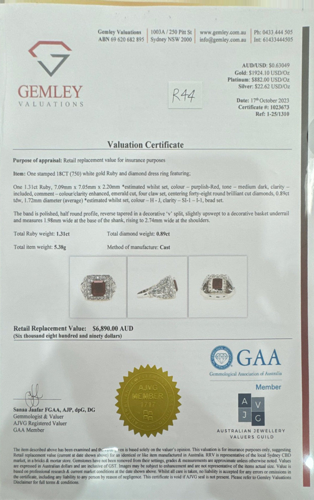 Ruby and Diamond Ring in 18ct WG