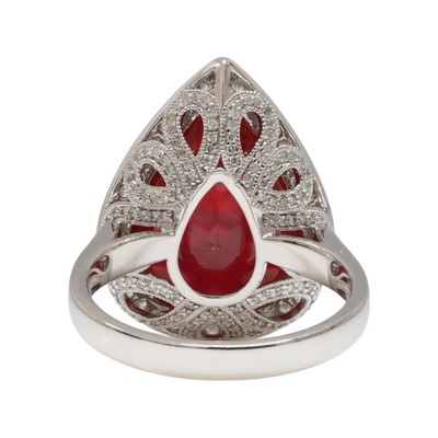 Pear Ruby and Diamond Ring in platinum