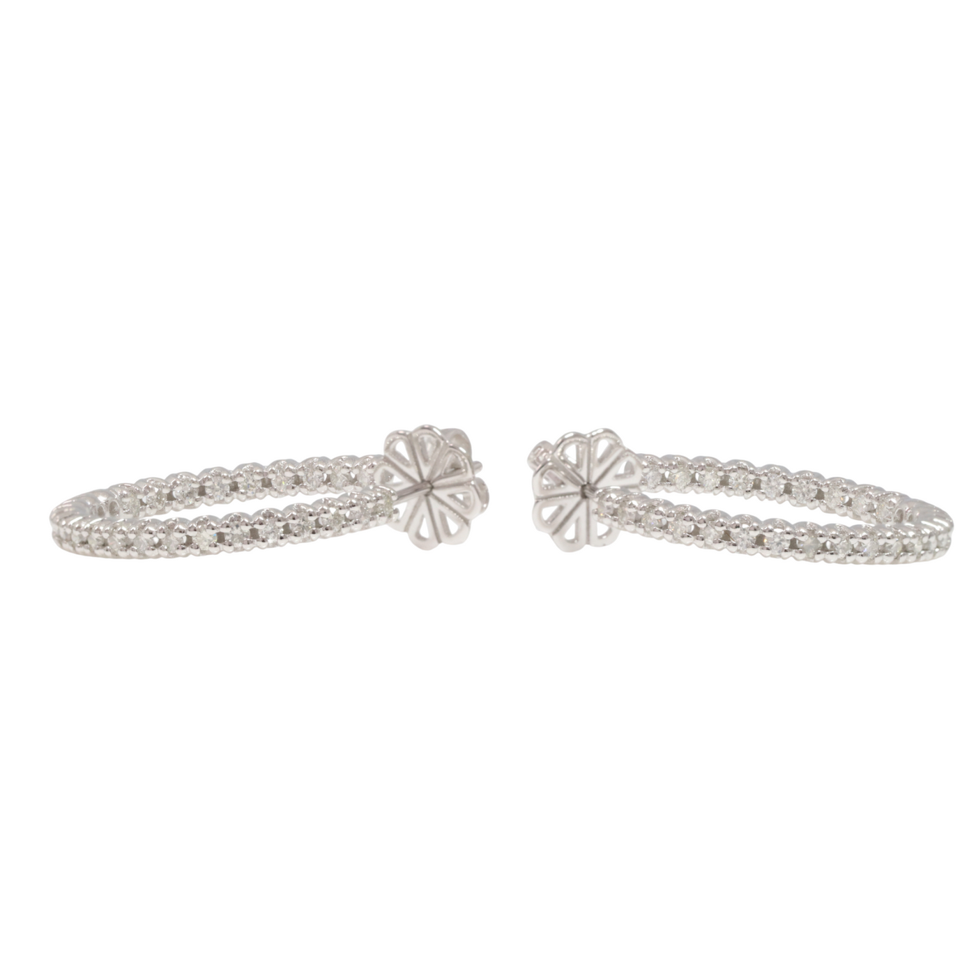 18ct White Gold Diamond Hoops