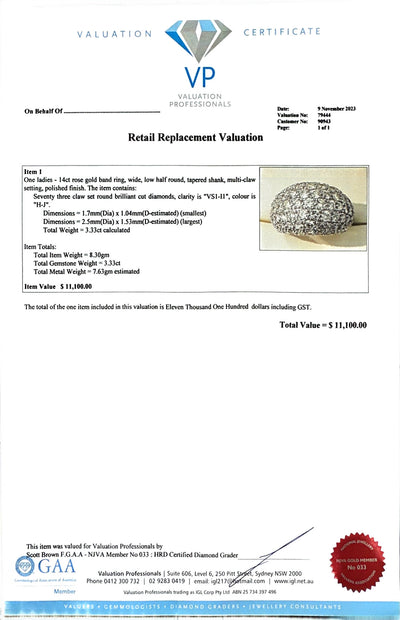 14ct RG Diamond Dome Ring