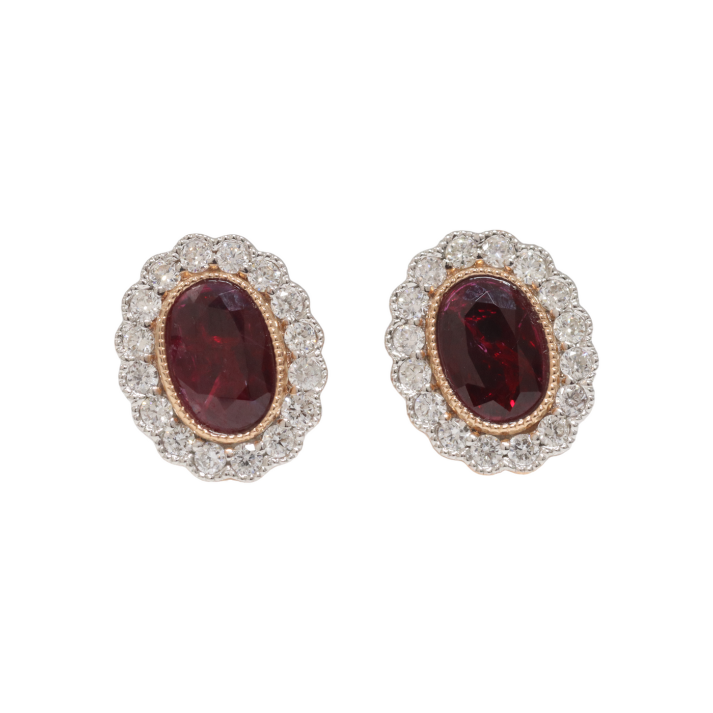 Burma No Heat Ruby and Diamond Studs in 18ct RG