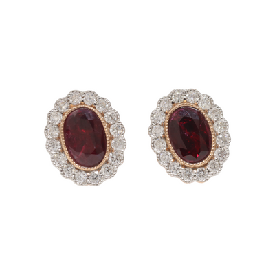 Burma No Heat Ruby and Diamond Studs in 18ct RG
