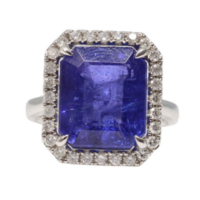 18ct White Gold Tanzanite and Diamond Ring