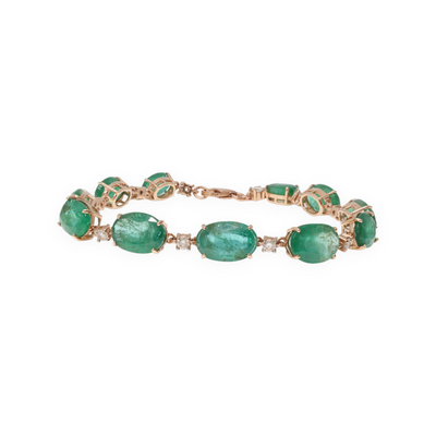 14ct Rose Emerald and Diamond bracelet