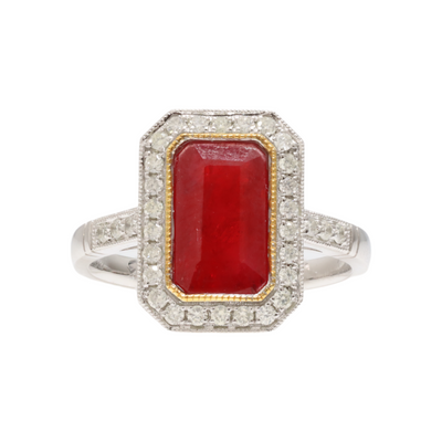 Ruby and Diamonds in Platinum Ring