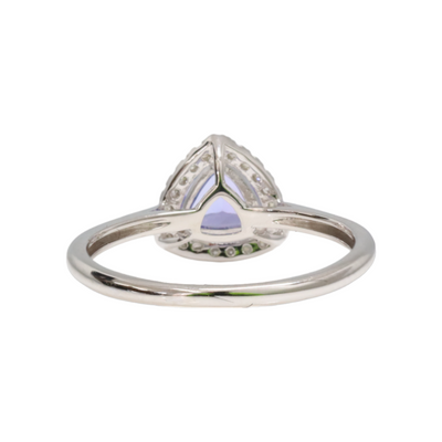 Pear Tanzanite and Diamonds in eighteen karat white gold.