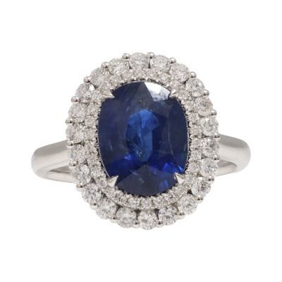 Ceylon Sapphire and Diamond ring in platinum
