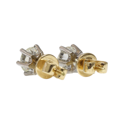 Natural Diamond Two Tone Stud Earrings in 18ct Yellow and White Gold