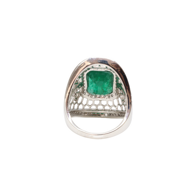 Platinum Emerald and Diamond Dress Ring