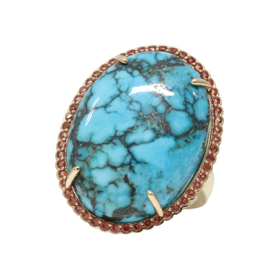 Turquoise and Sapphire ring in 10ct YG
