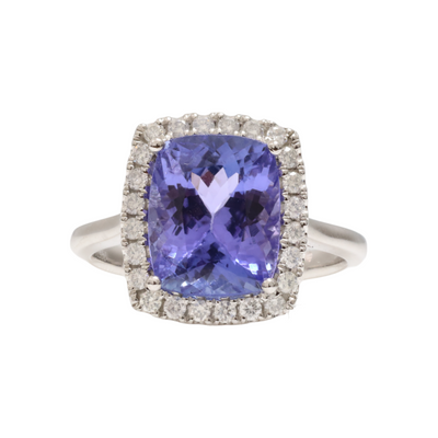 Platinum Tanzanite and Diamond Ring